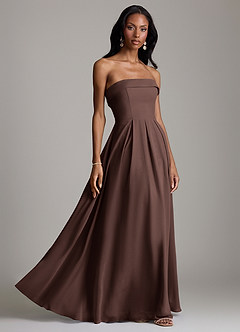 Azazie Lucienne Bridesmaid Dresses Ganache A-Line Strapless Chiffon Convertible Dress image6