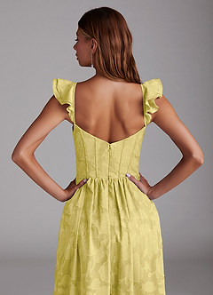 Azazie Denisse Brautjungfernkleider A-Linie Gestreift Blumen-Burnout Kleid Kanarienvogel image6