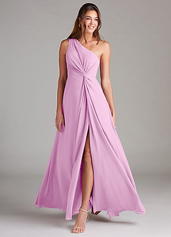 Azazie Brooke Jurken voor bruidsmeisjes Jurk van Chiffon met A-Lijn One-Shoulder Snoep Roze image3