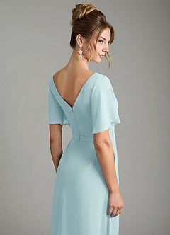 Azazie Ambrosia Bridesmaid Dresses Sea Glass A-Line Pleated Chiffon Dress image7