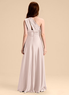 Azazie Charlize Junior Abito A-Line in Raso Elasticizzato Plissettato Rosa Rossore image2