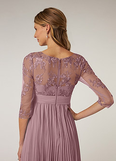Azazie Tutu Kleider für die Brautmutter A-Linie Bootshals Spitze Chiffon Kleid Altrosa image6