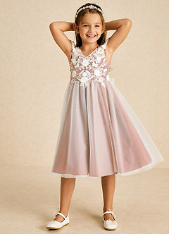 Azazie Sunnie Flower Girl Dresses MAI TAI A-Line Lace Tulle Dress image4