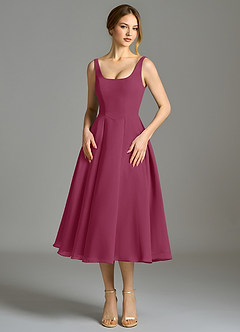 Azazie Amalie Bridesmaid Dresses Mulberry A-Line Pleated Chiffon Dress image4
