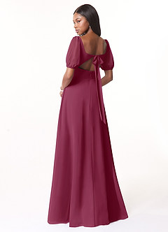 Azazie Alani Brautjungfernkleider A-Linie Quadratischer Ausschnitt Chiffon Kleid Maulbeerrot image2