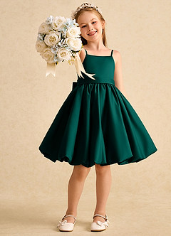 Azazie Davine vestidos de niña de las flores Vestido de Pino de Satin Mate de Corte En A con Tirante Espagueti image7