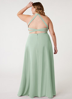 Azazie Clarice Brautjungfernkleider A-Linie Halter Chiffon Kleid Agave image9