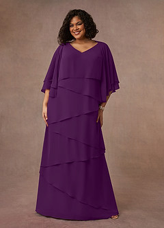 Azazie OHara Mother of the Bride Dresses Grape A-Line V-Neck Chiffon Dress image10