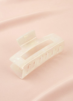 front Iridescent Ivory Hair Claw Clip