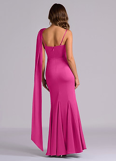 Azazie Inara Bridesmaid Dresses Fuchsia Mermaid Pleated Stretch Satin Dress image2