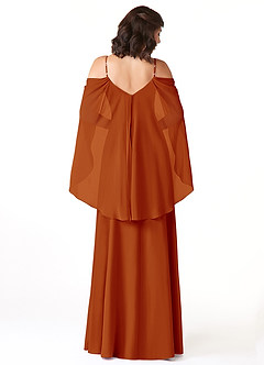 Azazie Cienna Robes de demoiselle d'honneur Robe Trapèze en Mousseline de soie Épaule décolletée Paprika image2