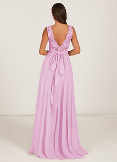 Azazie Gertrude Bridesmaid Dresses Candy Pink A-Line Lace Chiffon Dress image2
