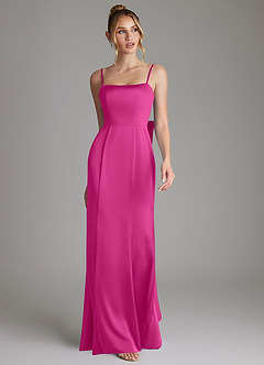 Azazie Zherra Bridesmaid Dresses Fuchsia Mermaid Bow Stretch Satin Dress image4