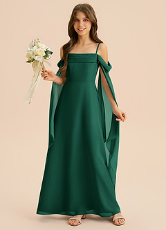 Azazie Moana Junior Linia A Pofałdowany Szyfon Długość podłogi Młodsza druhna Sukienka image4