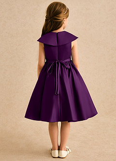 Azazie Acorn Flower Girl Dresses Grape A-Line Pleated Matte Satin Dress image2