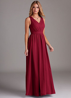 Azazie Kingsley Bridesmaid Dresses Burgundy A-Line Lace Chiffon Dress image5