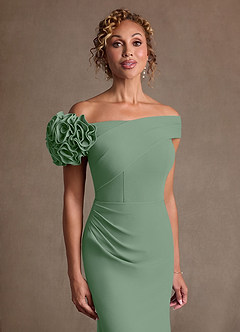 Azazie Gwynne vestidos de madre de la novia Vestido de Matcha de Crepé elástico de Corte Sirena con Vestidos sin tirantes image6