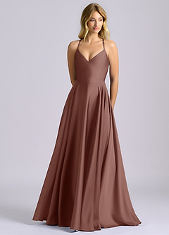Azazie Truce Bridesmaid Dresses Espresso A-Line Stretch Satin Dress image1