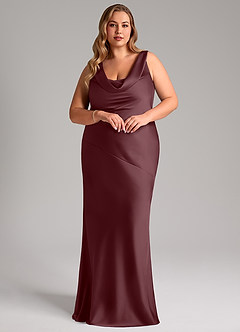 Azazie Rylina Bridesmaid Dresses Sangria Mermaid Stretch Satin Dress image9