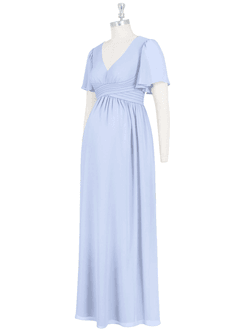 Azazie Verna Maternity Bridesmaid Dresses A-Line V-Neck Ruched Chiffon Floor-Length Dress image9