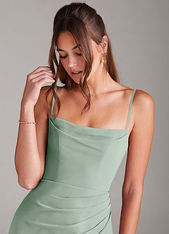 Azazie Leonis Bridesmaid Dresses Agave Sheath Strapless Chiffon Convertible Dress image2