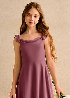 Azazie Puppy Girls Formal Flower Girl Dresses Desert Rose A-Line Pleated Chiffon Dress image6