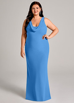 Azazie Rylina Bridesmaid Dresses Blue Jay Mermaid Pleated Chiffon Dress image7