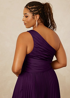 Christian Siriano Bridal for Azazie 1008 Bridesmaid Dresses Grape A-Line One Shoulder Stretch Satin Dress image15