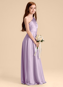 Azazie Charlize Junior Jurk van Stretch Satijn met A-Lijn Geplooid Frosted Lila image5