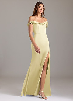 Azazie Callie At-home Try On Dresses Dusty Rose A-Line Ruched Stretch Satin Convertible Dress image6