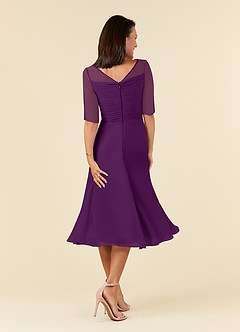 Azazie Naomi Mother of the Bride Dresses Grape A-Line Boatneck Pleated Chiffon Dress image2