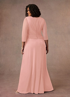 Azazie Annetta Mother of the Bride Dresses Rosette A-Line V-Neck Pleated Mesh Dress image9