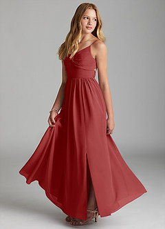 Azazie Zeya Junior A-Linie Chiffon Kleid Rost image4