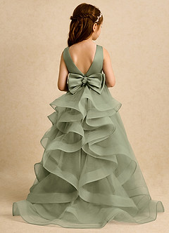 Azazie Lior Robe Demoiselle D'honneur Fillette Robe Princesse en Tulle Plissée Pistache image1