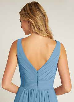 Azazie Pierrette Bridesmaid Dresses Steel Blue A-Line Pleated Chiffon Dress image6