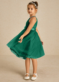 Azazie Honey Final Sale Agave A-Line Beaded Matte Satin Dress image3