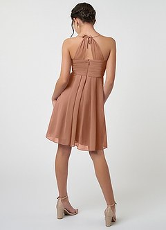Azazie Ginny Junior A-Linie Plissee Chiffon Kleid Bronzer image2