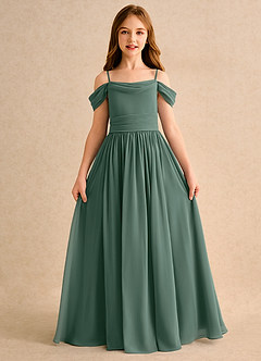 Azazie Shia Girls Formal Blumenmädchenkleider A-Linie Schulterfrei Chiffon Kleid Seemoos image5
