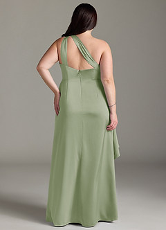 Azazie Maive Bridesmaid Dresses Dusty Sage Sheath Ruched Stretch Satin Dress image7