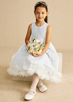 Azazie Stardust Flower Girl Dresses Diamond White A-Line Sleeveless Organza Dress image2