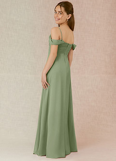 Azazie Kaitlynn Junior Pistachio A-Line Off the Shoulder Chiffon Dress image5