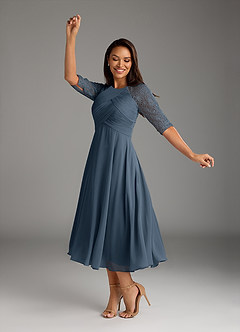 Azazie Dorothea Mother of the Bride Dresses Neptune A-Line Scoop lace Chiffon Dress image2