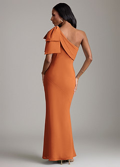 Azazie Yuanna Bridesmaid Dresses Cinnamon Mermaid One Shoulder Chiffon Dress image6