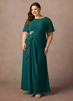 Azazie Rain Mother of the Bride Dresses Peacock Sheath Beaded Chiffon Dress image8