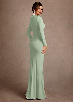 Azazie Syracuse Mother of the Bride Dresses Agave Sheath Pleated Luxe Knit Dress image2