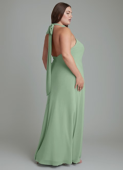 Azazie Velli Bridesmaid Dresses Matcha Mermaid High Neck Chiffon Dress image13
