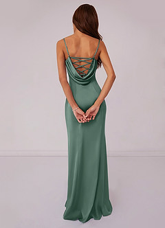 Barbie ♥ Azazie Bridesmaid Dresses Eucalyptus Mermaid Corset Stretch Satin Dress image2