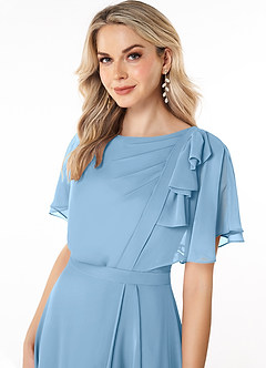 Azazie Aaliyah vestidos de dama de honor modestos Vestido de Corte En A Plisado Scoop Hasta el suelo Gasa image5