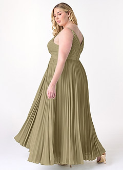 Azazie Raychelle Robes de demoiselle d'honneur Robe Trapèze en Mousseline de soie Col en V Vert Mousse image9