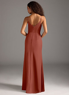 Azazie Deandra Robes de demoiselle d'honneur Robe Sirène en Mousseline de soie Plissée Auburn image6